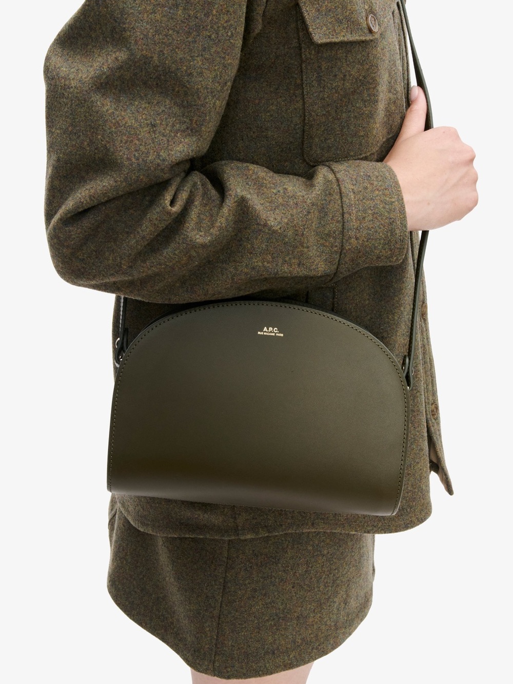 A.P.C. Demi Lune Dark Khaki Crossbody Bag